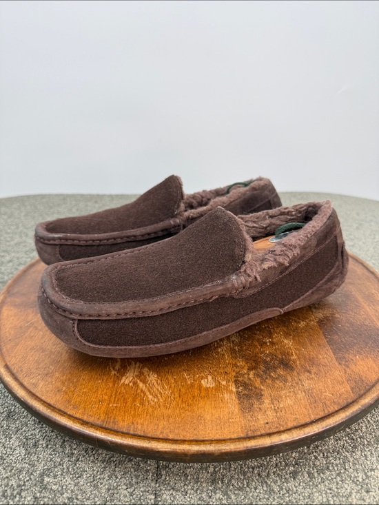 Ugg Slippers Mens 9 Ascot Brown Wool Leather Shearling Lined Moccasin Slip On main image 10